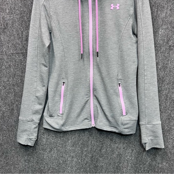 UNDER ARMOUR Women’s Gray Full Zip Hoodie Hooded Sweatshirt Size Small - Picture 4 of 11
